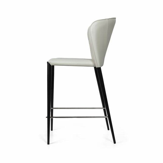 Стул полубарный Albert, кожа белый