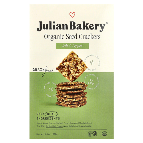 Julian Bakery, Органические крекеры, соль и перец, 238 г (8,4 унции)