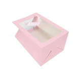 Пакет картонный с окном и ручками 30*20*15 см, розовый