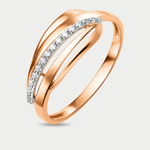 Кольцо из розового золота 585 пробы с фианитами для женщин (арт. 013211-1102)