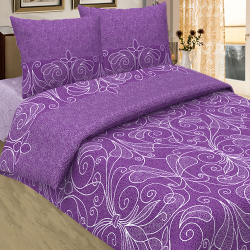 Комплект постельного белья Традиция евро, бязь, Жемчужина (фиолетовая)