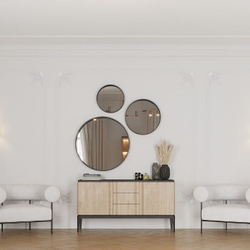 Комод широкий 2 двери 3 ящика Иконс (беленый дуб/черный)