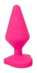 Розовая коническая анальная пробка с сердечком-ограничителем - 10 см. (Цвет: розовый)