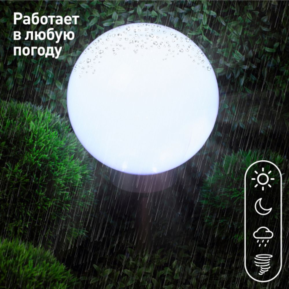 Светильник уличный ЭРА ERASF22-21 садовый на солнечных батареях Шар 20 см | Садовые декоративные светильники