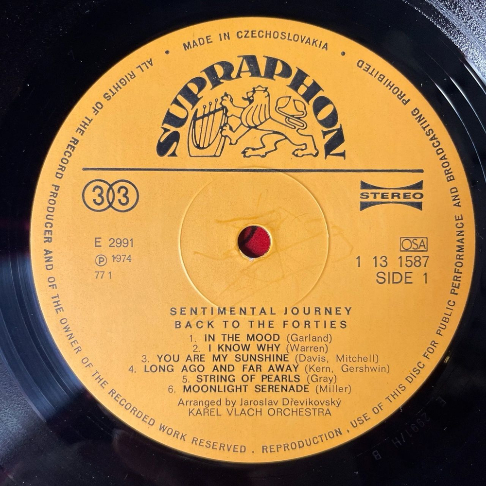 Винтажная виниловая пластинка LP Karel Vlach Orchestra Sentimental Journey Back To The Forties (Чехословакия 1975)