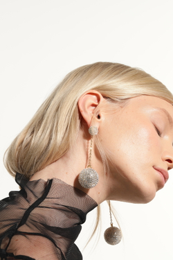 Серьги люкс, диско-шар, золото