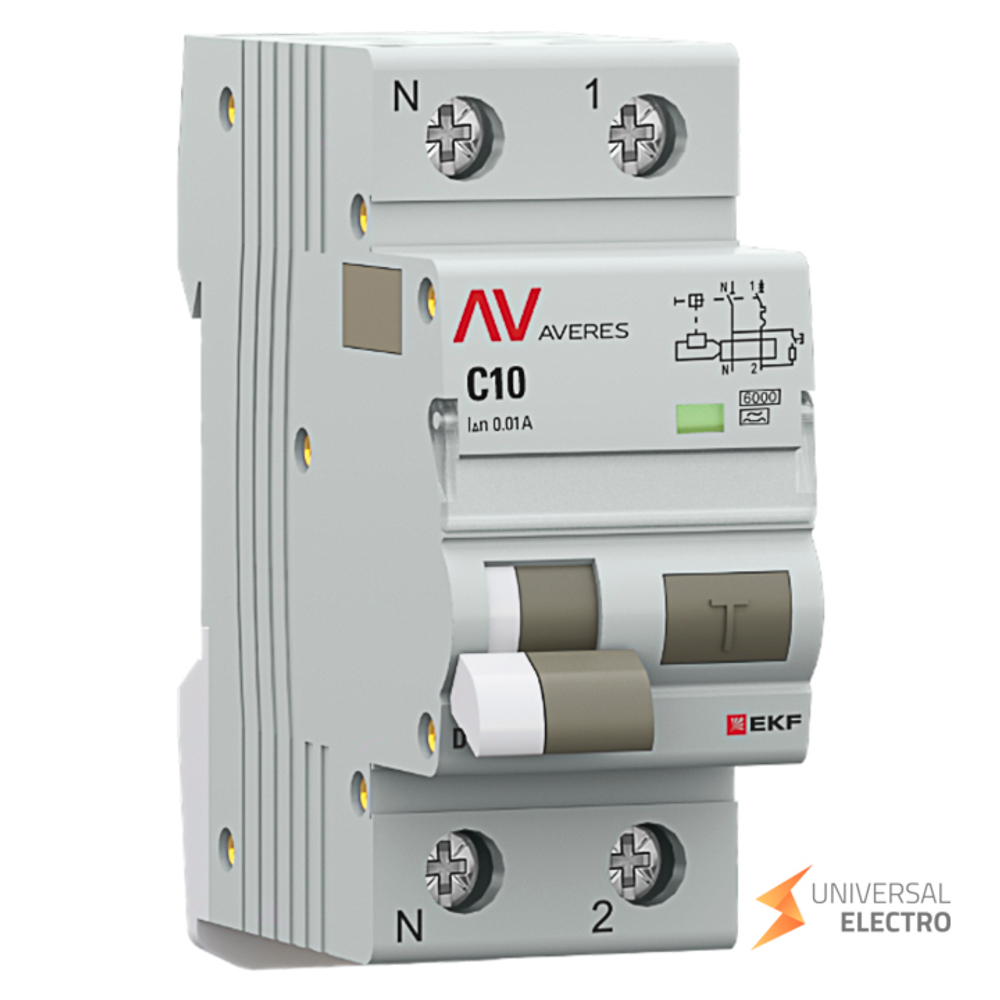 Автоматический выключатель дифференциального тока DVA-6 1P+N 10А (C) 10мА (A) 6кА EKF AVERES