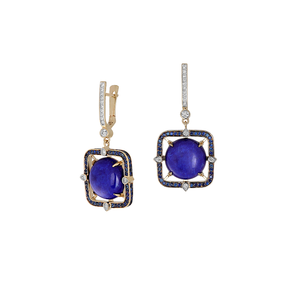 Серьги с бриллиантом  из желтого золота JA-S-310522-1