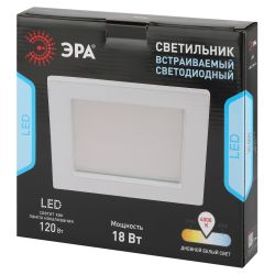 Светильник светодиодный встраиваемый Даунлайт ЭРА LED 2-18-4K Slim панель 18Вт 4000К квадрат