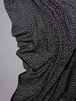 Ткань сетка эластичная, дизайн леопард, глянец, Турция, черный 170