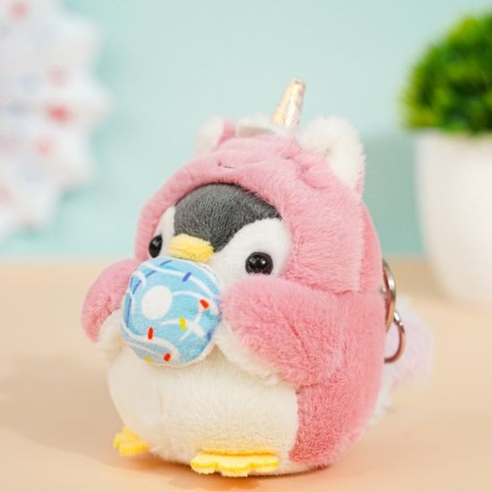 Мягкий брелок Пингвин в костюме единорога, 10 см