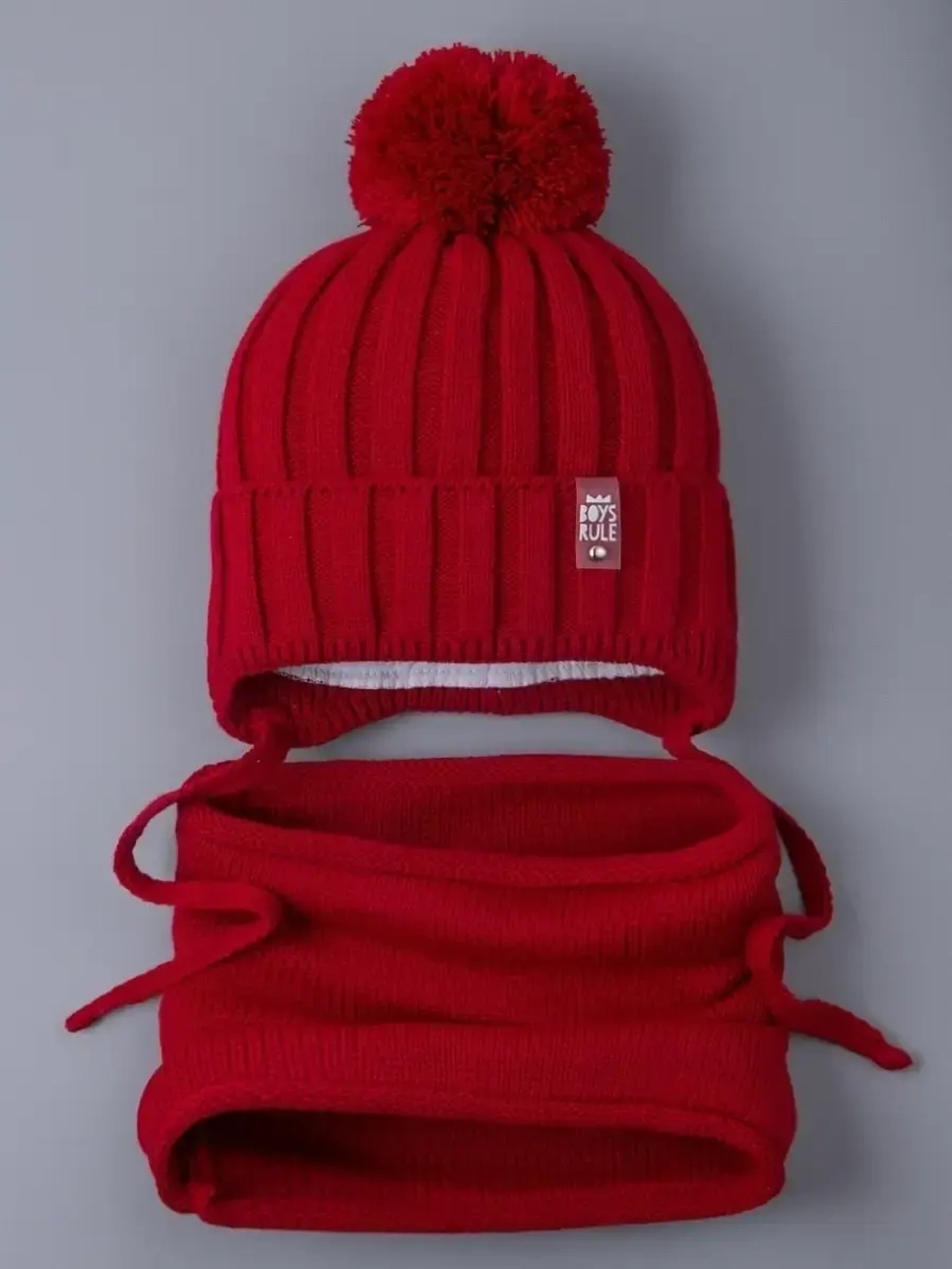 Шапка осенняя вязаная и снуд для детей