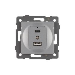 Механизм USB розетки SCT-MUAC-PL-GR-V (5V, 3A, QC4) (Arlight, -) 049840