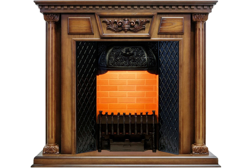 Каминокомплект Olympia - Дуб антик / Кирпич с очагом Cassette 400 NH