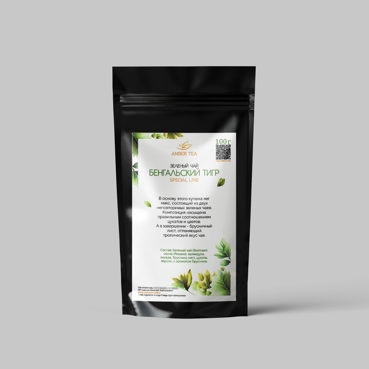 AMBER TEA Чай зеленый ароматизированный Бенгальский Тигр Special Line 100 г