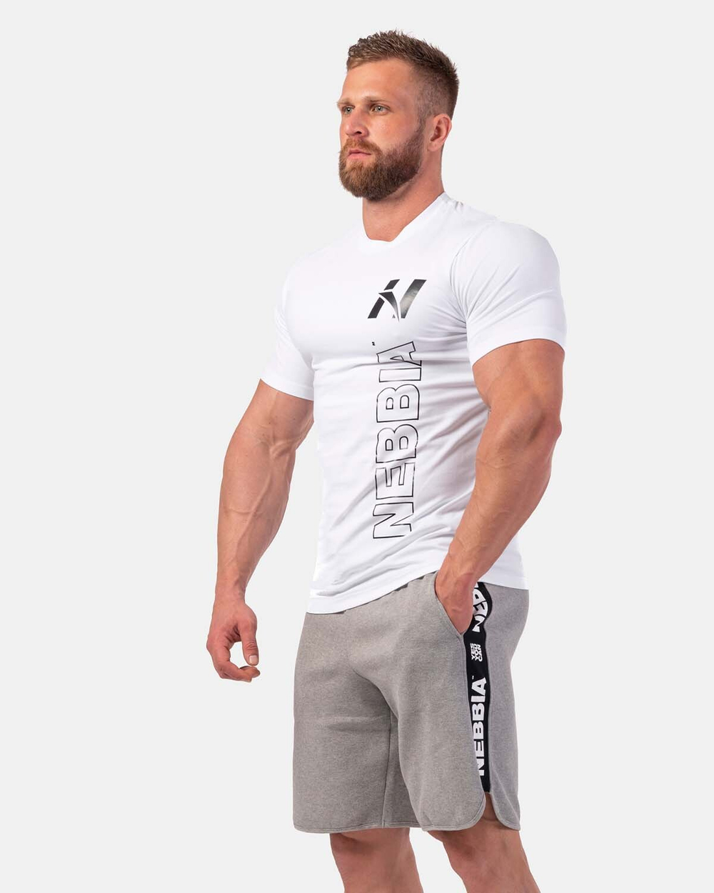 Мужская футболка Vertical Logo NEBBIA T-shirt 293 White