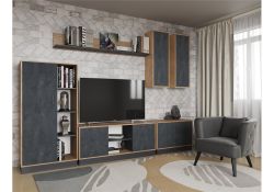 Полка Леви 170 дуб крафт золотой / черный / угольный камень