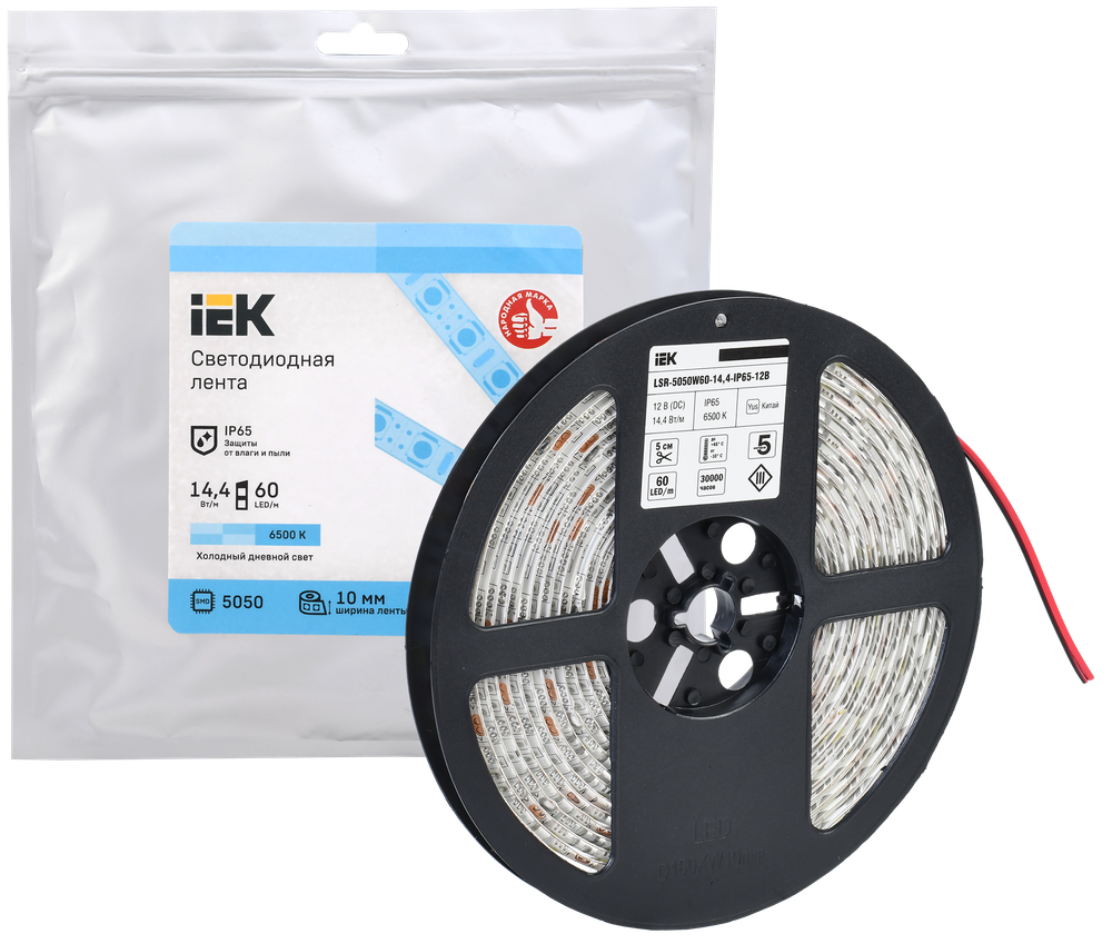Лента светодиодная 5м LSR-5050W60-14,4-IP65-12В IEK