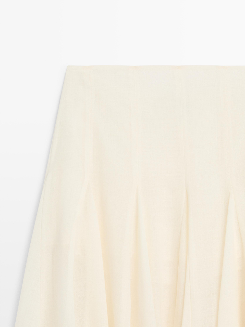 Massimo Dutti Струящаяся юбка-миди с оборками - STUDIO, кремовый