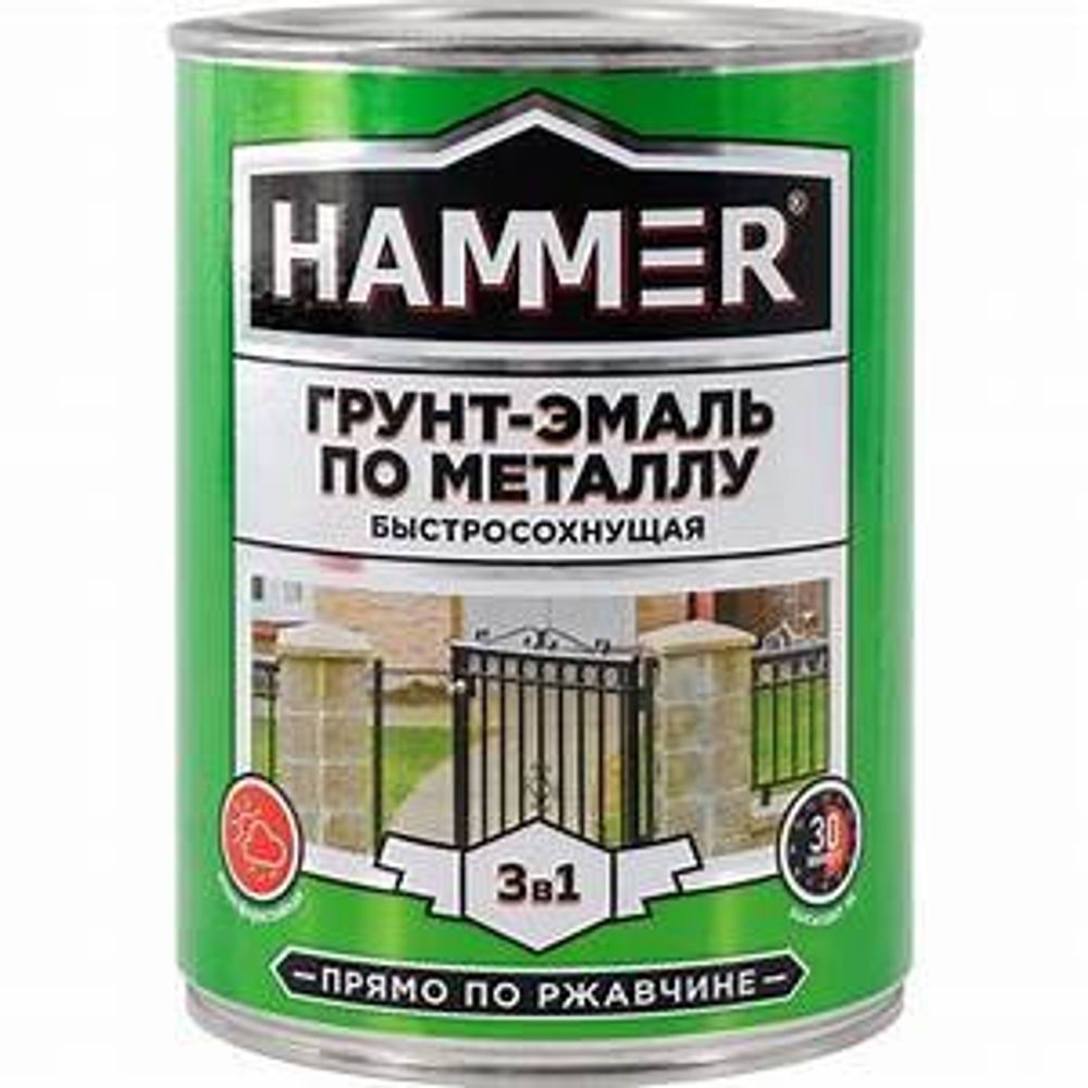 Эмаль универс. уск/суш глянц. кр-коричневая 0,9 кг Hammer