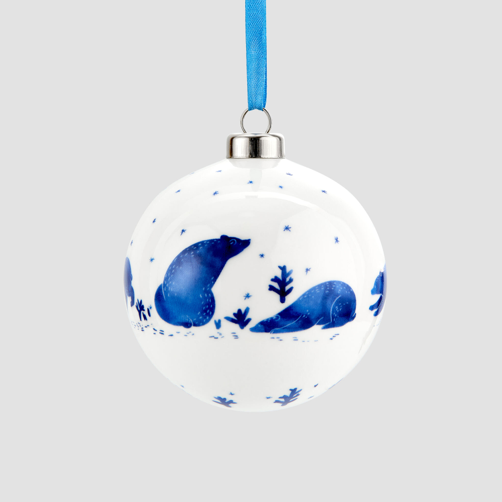 Набор из 3 елочных шаров Farforite «Герои зимы» в подарочной коробке