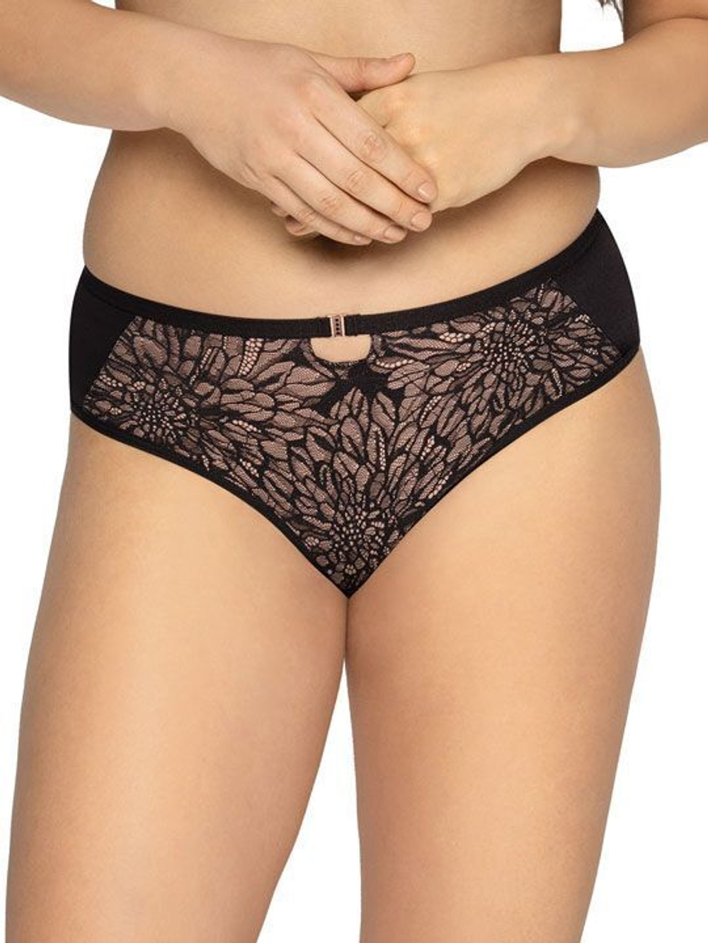 Сексапильные трусики-слипы с цветочным кружевом (Размер: XL) (Цвет: черный)