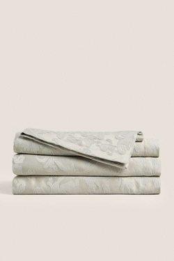 ZARA HOME САТИНОВАЯ ЖАККАРДОВАЯ ХЛОПЧАТОБУМАЖНАЯ СКАТЕРТЬ, СВЕТЛО-МЯТНО-ЗЕЛЕНЫЙ