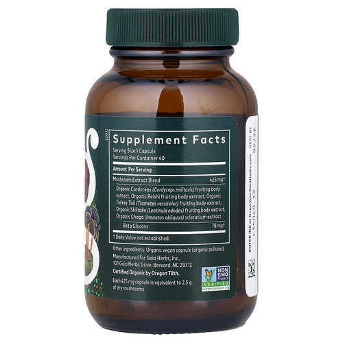 Gaia Herbs, Everyday Mushrooms, 40 веганских капсул