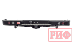 Бампер силовой задний Toyota Land Cruiser 78 2007+ с квадратом под фаркоп и фонарями РИФ