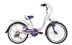 Велосипед Novatrack 20" BUTTERFLY, белый фиолетовый, алюм.6ск.TY21/RS35/SG-6SI, V-brake, багажник