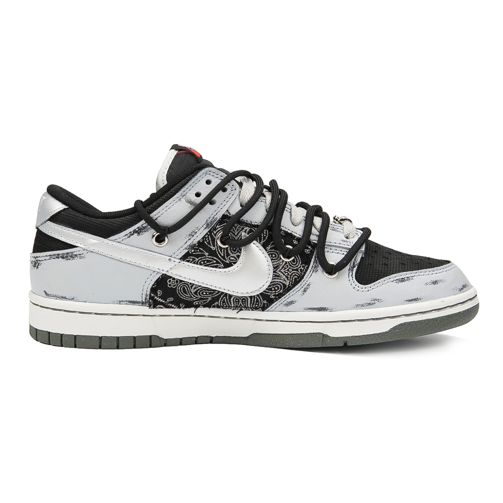 Nike Dunk Slip Resistant Abrasion Resistant Low top Skateboard Shoes Men"s Black Gray Silver