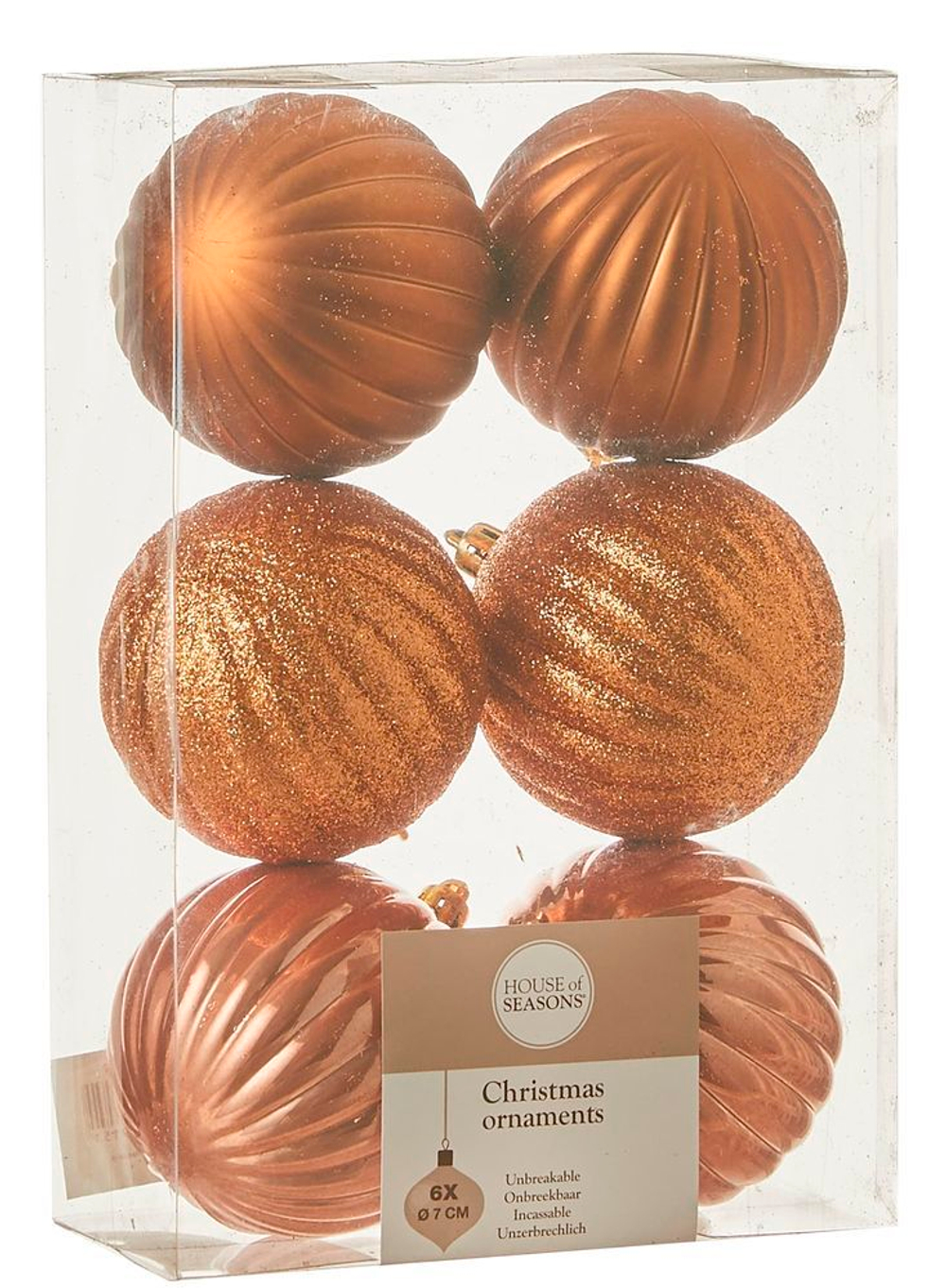 Набор шаров 6шт 7см House of Seasons коричневый