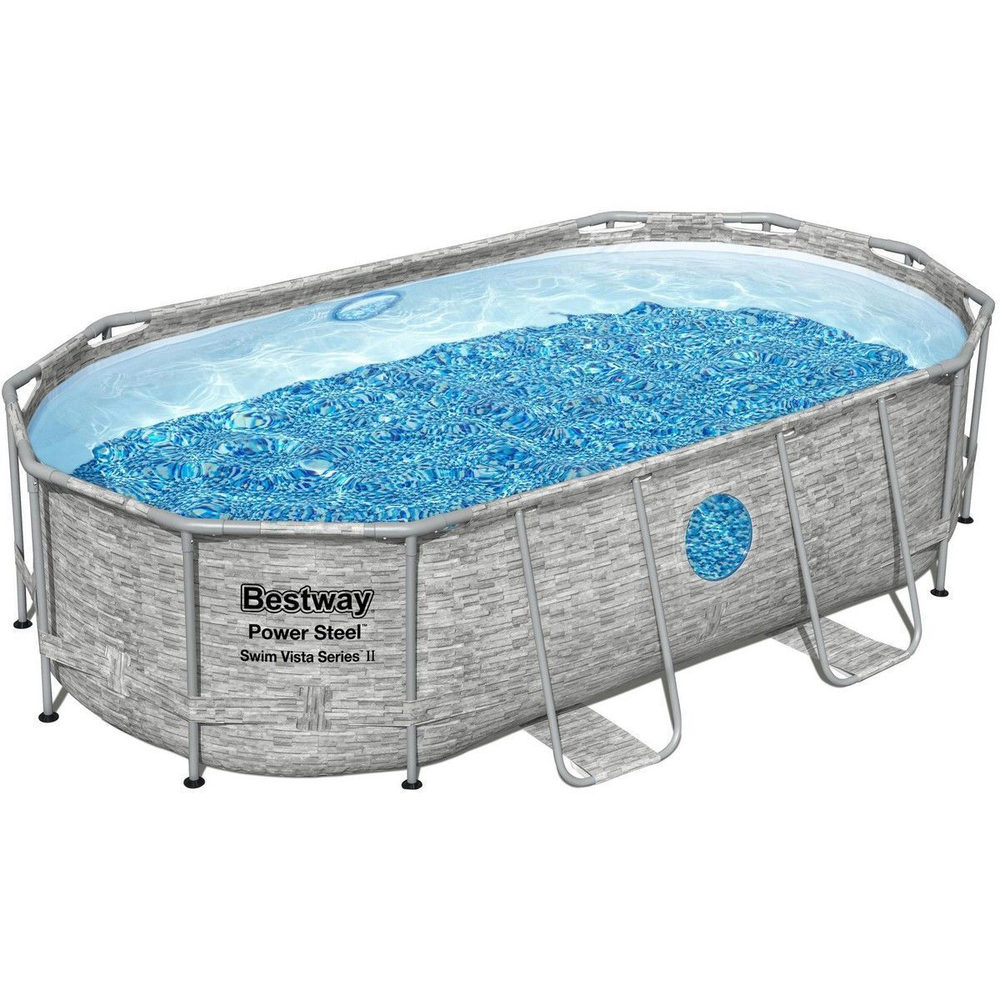 Каркасный бассейн Bestway Steel Камень 56714 (427х250х100 см) с картриджным фильтром, лестницей и защитным тентом