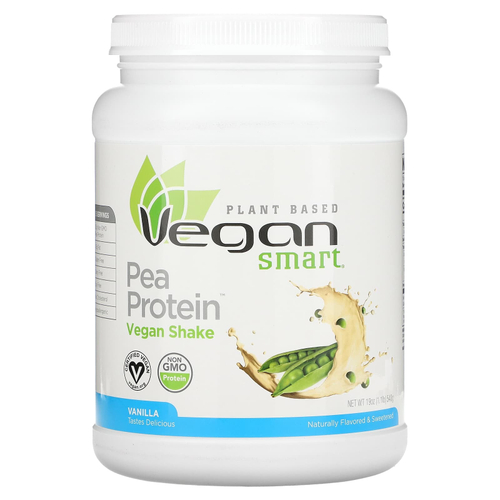 VeganSmart, Pea Protein, веганский шейк, ваниль, 540 г