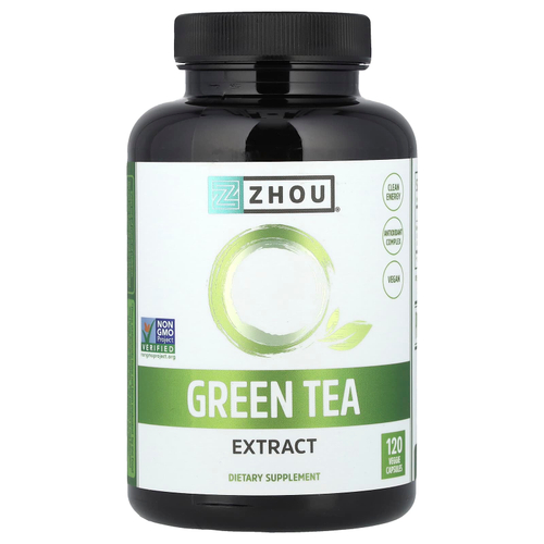 Zhou Nutrition, экстракт зелёного чая, 500 мг, 120 растительных капсул