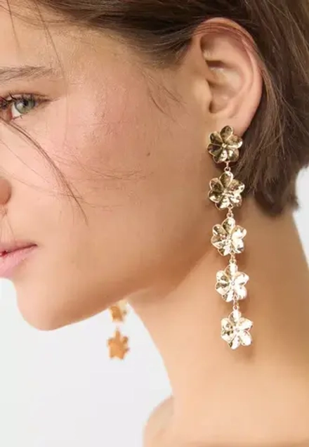 STRADIVARIUS Мини-серьги с цветочными подвесками, золотой