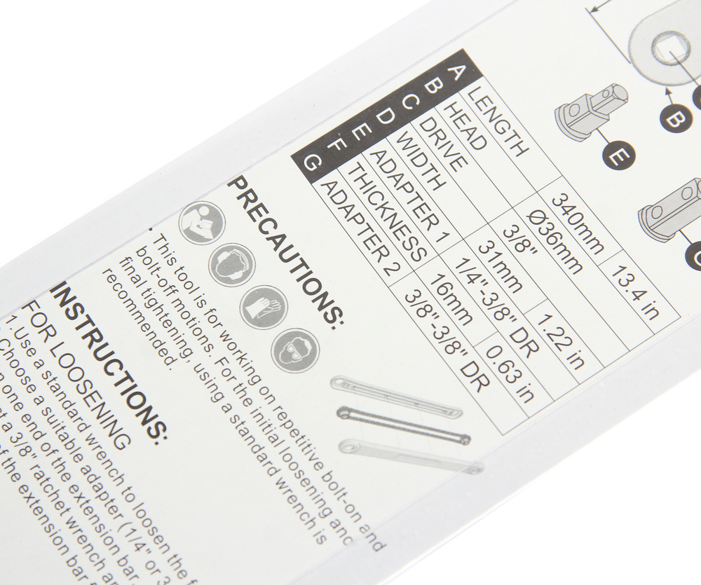 Удлинитель трещотки для труднодоступных мест с адаптерами 1/4, 3/8" L=340мм JTC