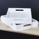 Набор деревянных подносов 38х28 см в стиле рустик (состаренный), 2 шт, столики для завтрака в постель Флоутард, для кухни, белый