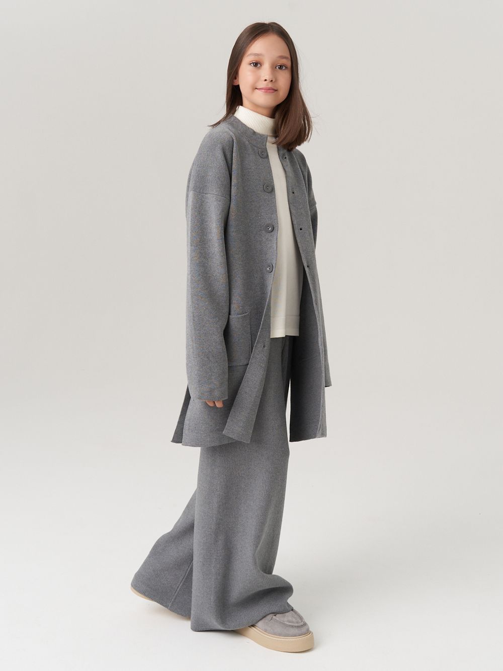 Кардиган для девочки в школу AT990 серый