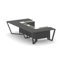 Steel Meet Стол переговорный П-образный KM-PR.B.SP-07P Антрацит/Ваниль Глянец/Металл Антрацит 1600*3