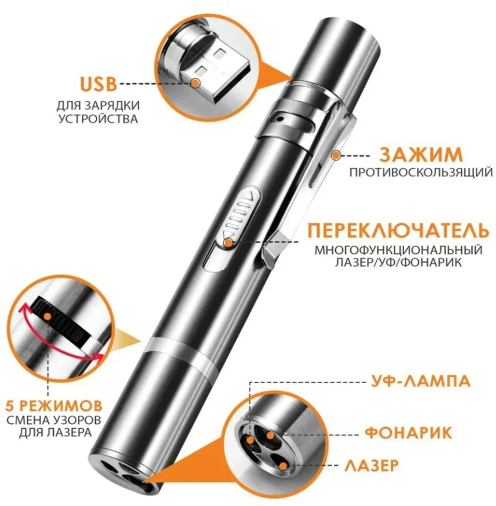Лазерная указка Pen progection toy NG-9127 3в1 (USB)
