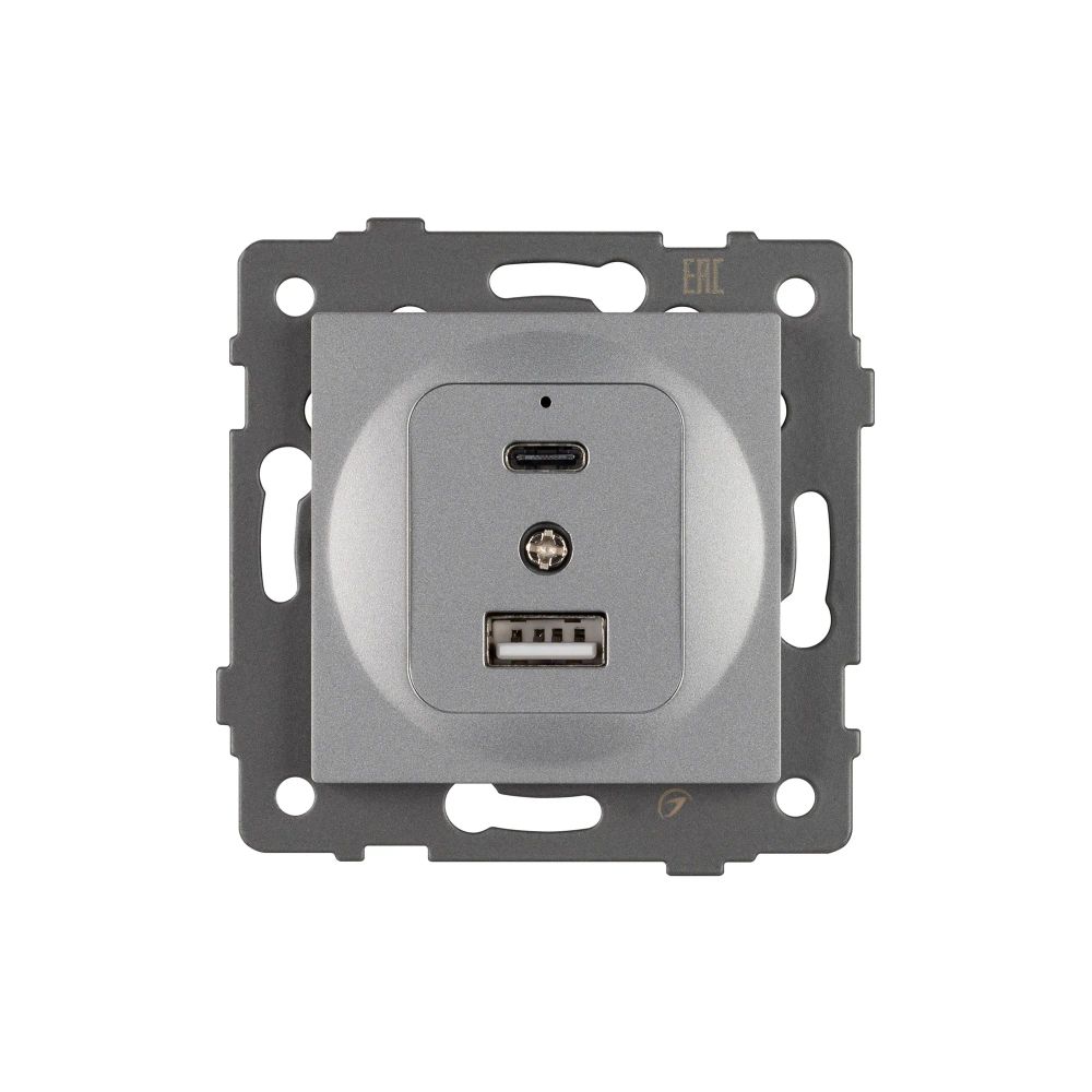 Механизм USB розетки SCT-MUAC-PL-GR-V (5V, 3A, QC4) (Arlight, -) 049840