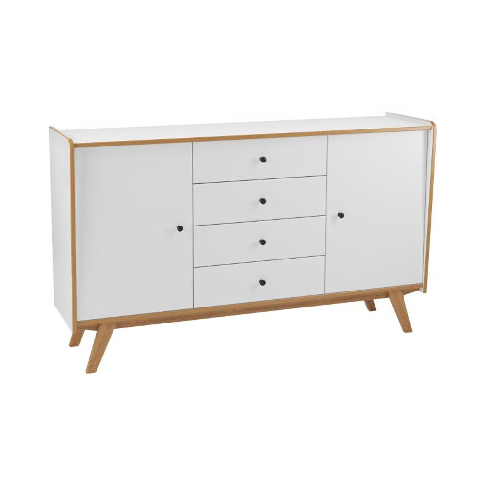 Тумба «Винтаж» 2 двери 4 ящика белый лак/браун