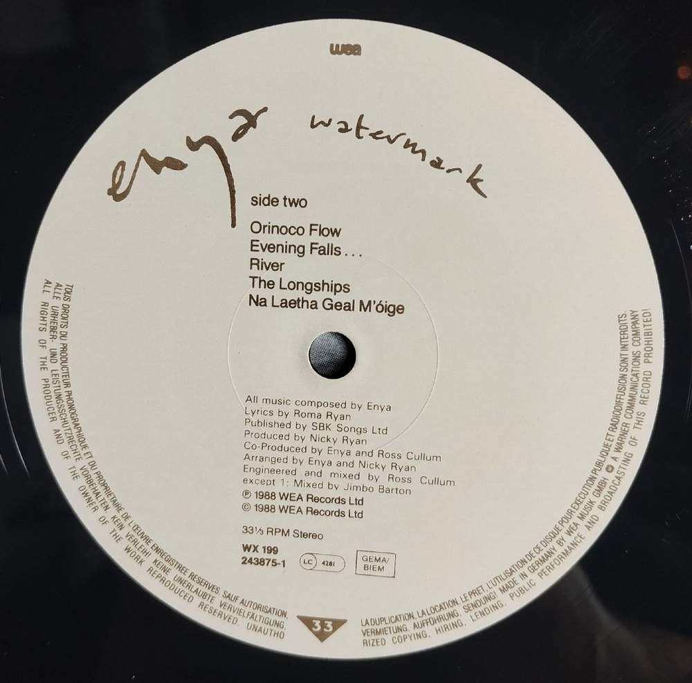 Винтажная виниловая пластинка LP Enya Watermark (Germany 1988)