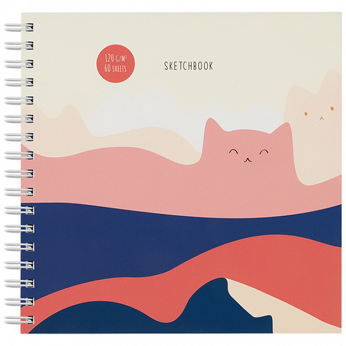 Скетчбук 60л., 150*150 MESHU "Mountcats", на гребне, soft-touch, 120г/м2
