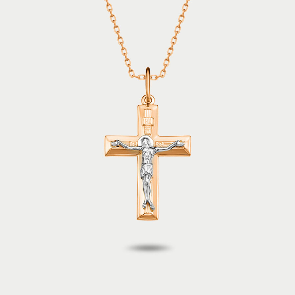 Православный крест из розового золота 585 пробы для женщин без вставки (арт. 080655)
