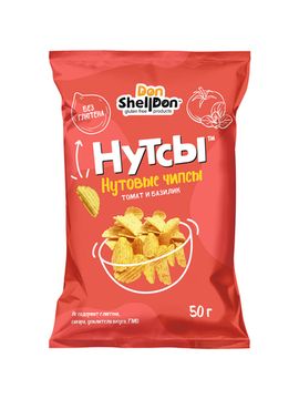 Чипсы нутовые НУТСЫ со вкусом «Томат и базилик», 50г.(17 шт. в коробе)