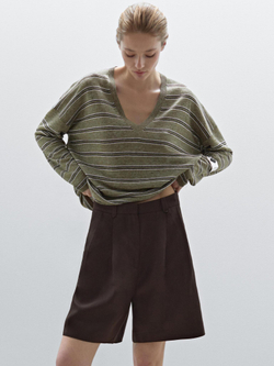 Massimo Dutti Плиссированные шорты, коричневый