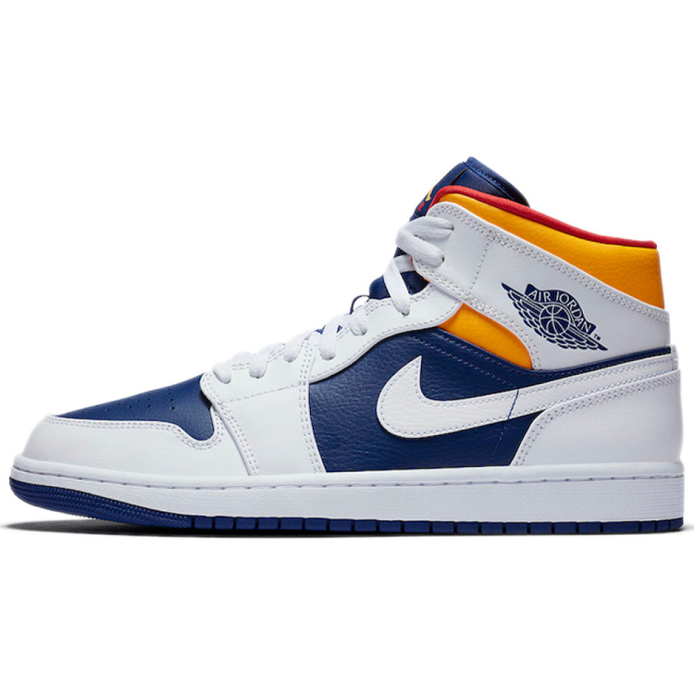 Кроссовки Air Jordan 1 Mid White Deep Royal Blue