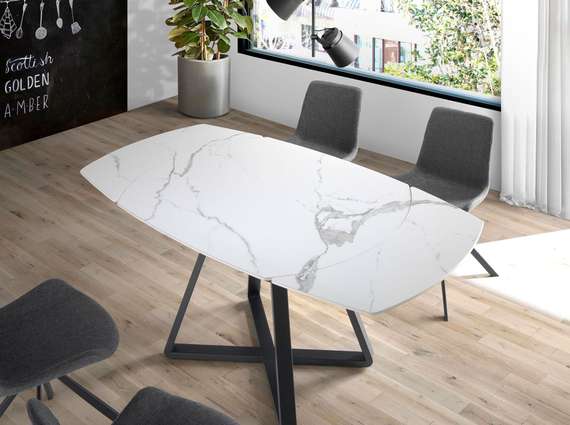 Обеденный стол D2055BB /1096 из керамики и черной стали